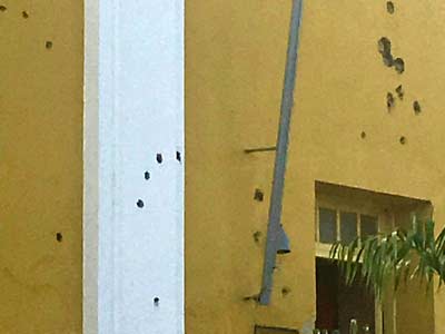 Cuba bullet holes in Moncada Baracks
