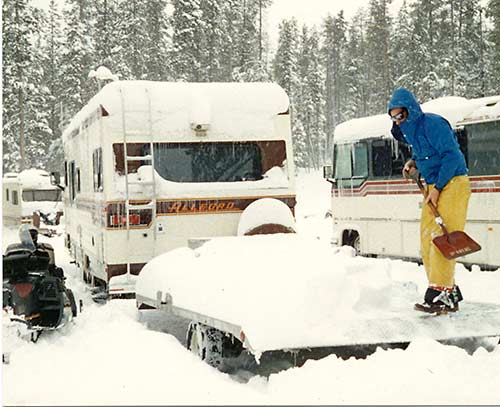 Parking lot snow