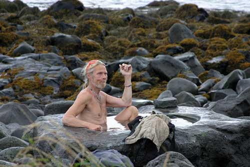 Icelander celebrates in the Kivka Footbath
