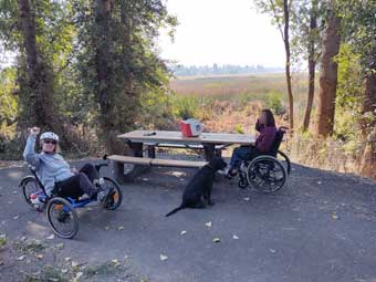 Wood River ADA-compliant picnic table in use as intended