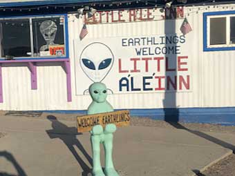 The little green welcomer at a coffee shop along the �Extraterrestrial Highway
