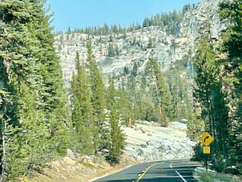 Yosemite Park through the windshield