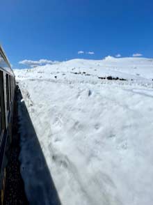 Snow alongside Skagway Railroad route