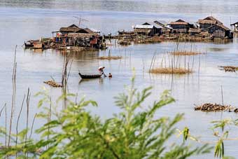Cambodia floating village near Koh Tron Island