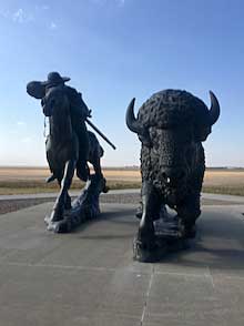 Buffalo killing portrayed at the Buffalo Bill Monument