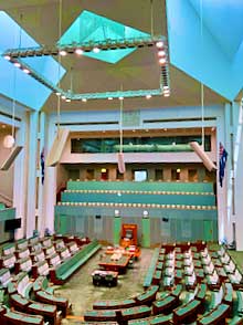 Australia, The green-hued chamber of the House of Representatives