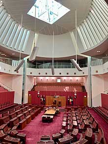 Australia, The Senate’s red-hued chamber
