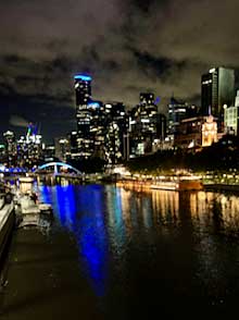 Melbourne, The Yara River and night skyline