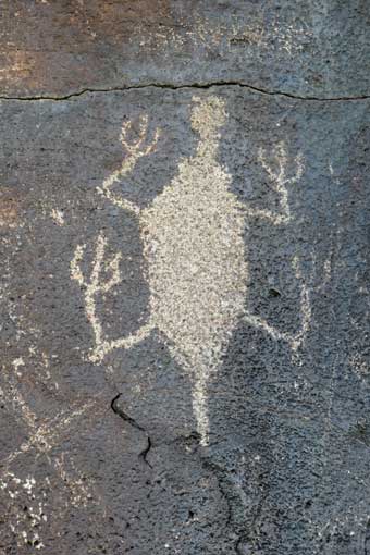 Hart Mountain National Antelope Refuge, Oregon, petroglyph on the wall closeup