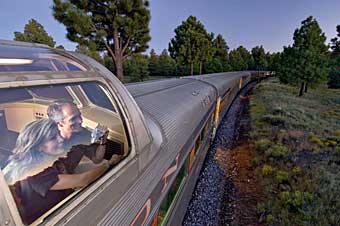 Grand Canyon Railway dome cars afford spectacular views of the countryside
