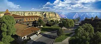 El Tovar Hotel and its grande view of the Grand Canyon