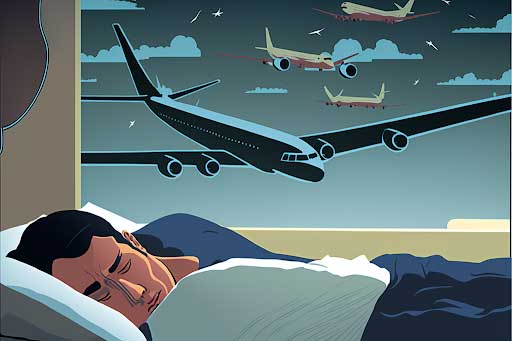 sleeping on a flight illustration by Dustin Elliott