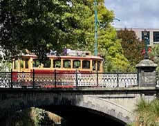 Christchurch tram on bridge