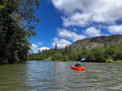 Klamath River paddling solo paddler