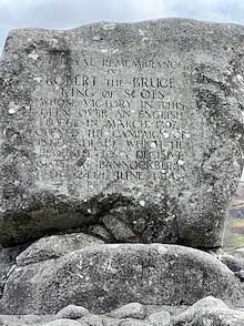 The stone marking where Robert the Bruce’s forces stoned the British Army below, Scotland