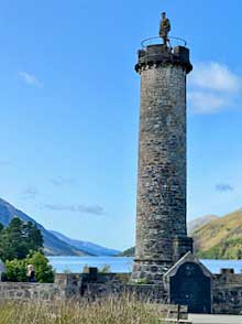 The Glenfinnan Monument where Bonnie Prince Charlie came ashore to start the Jacobite Rebellio
