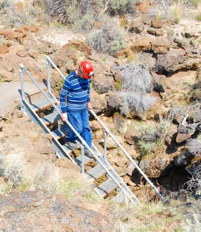 Lava Beds National Monument, some caves are entered by ladders.