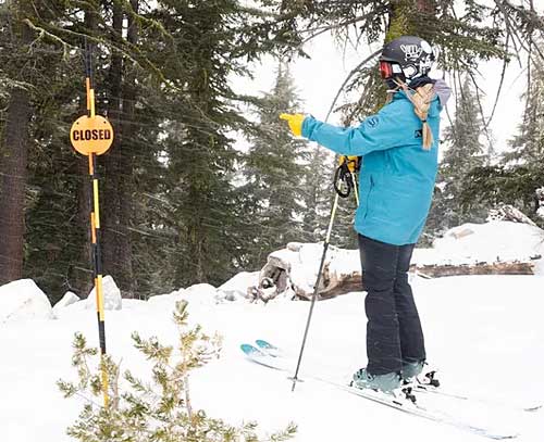Ski area trail closed sign