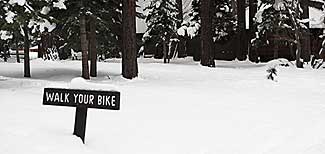 Walk your bike - sign in snow