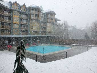 Whistler snowing on pool
