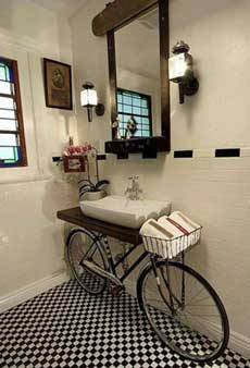 Bike decor in bathroom