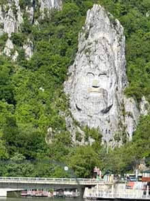 The face of Decebalus gazes over the Danube.