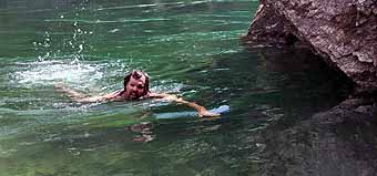 Peter takes a swim