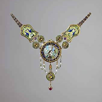 Tiffany necklace, peacock and flamingo, 1905-06