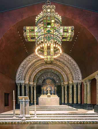 Tiffany Chapel interior, designed by Louis Tiffany for the 1893 World’s Columbian Exposition